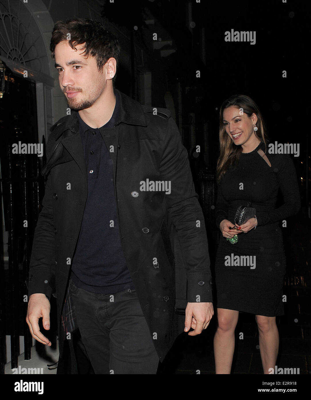 Kelly Brook takes Danny Cipriani back to her flat at 4.30am, following a busy evening. They started their night together at pop up restaurant 'Gizzl At The Disco' before moving onto Annabel's club in Mayfair. The pair then headed to Project nightclub, before finally spending an hour in Base club.  Featuring: Kelly Brook,Danny Cipriani Where: London, United Kingdom When: 10 Feb 2013 Stock Photo