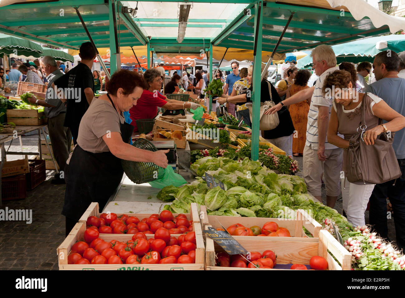A typical French market. Stock Photo