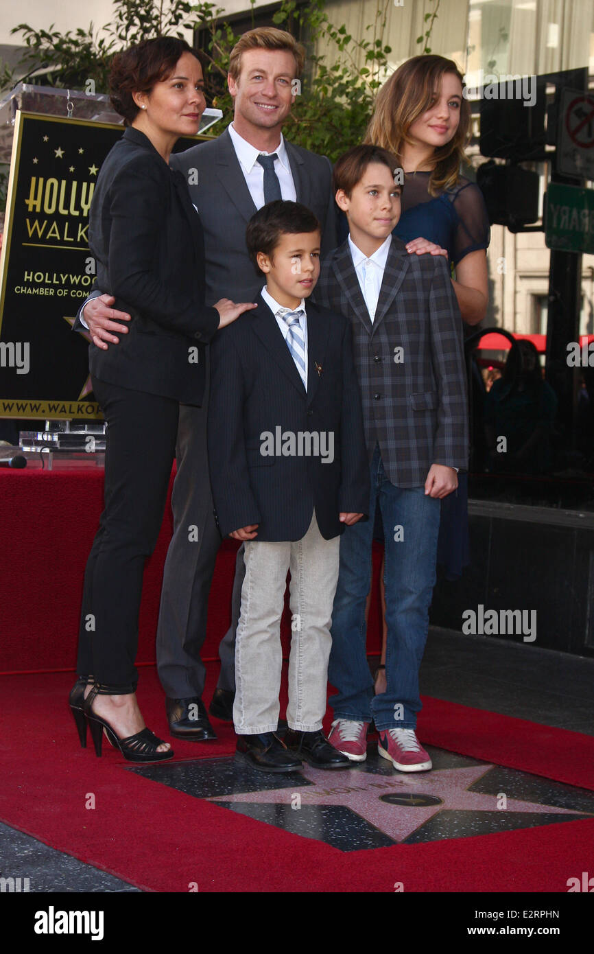 Simon Baker is honoured with a star on the Hollywood Walk of Fame  Featuring: Simon Baker,Rebecca Rigg,Stella Breeze Baker,Claude Blue Baker,Harry Friday Baker Where: Los Angeles, California, United States When: 14 Feb 2013 Stock Photo