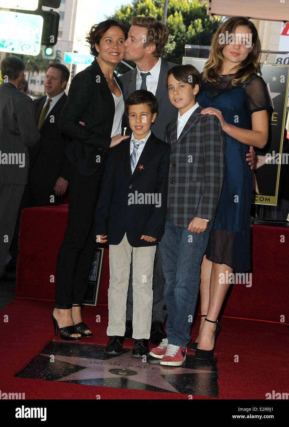 Simon Baker is honoured with a star on the Hollywood Walk of Fame  Featuring: Simon Baker,Rebecca Rigg,Stella Breeze Baker,Claude Blue Baker,Harry Friday Baker Where: Los Angeles, California, United States When: 14 Feb 2013 Stock Photo