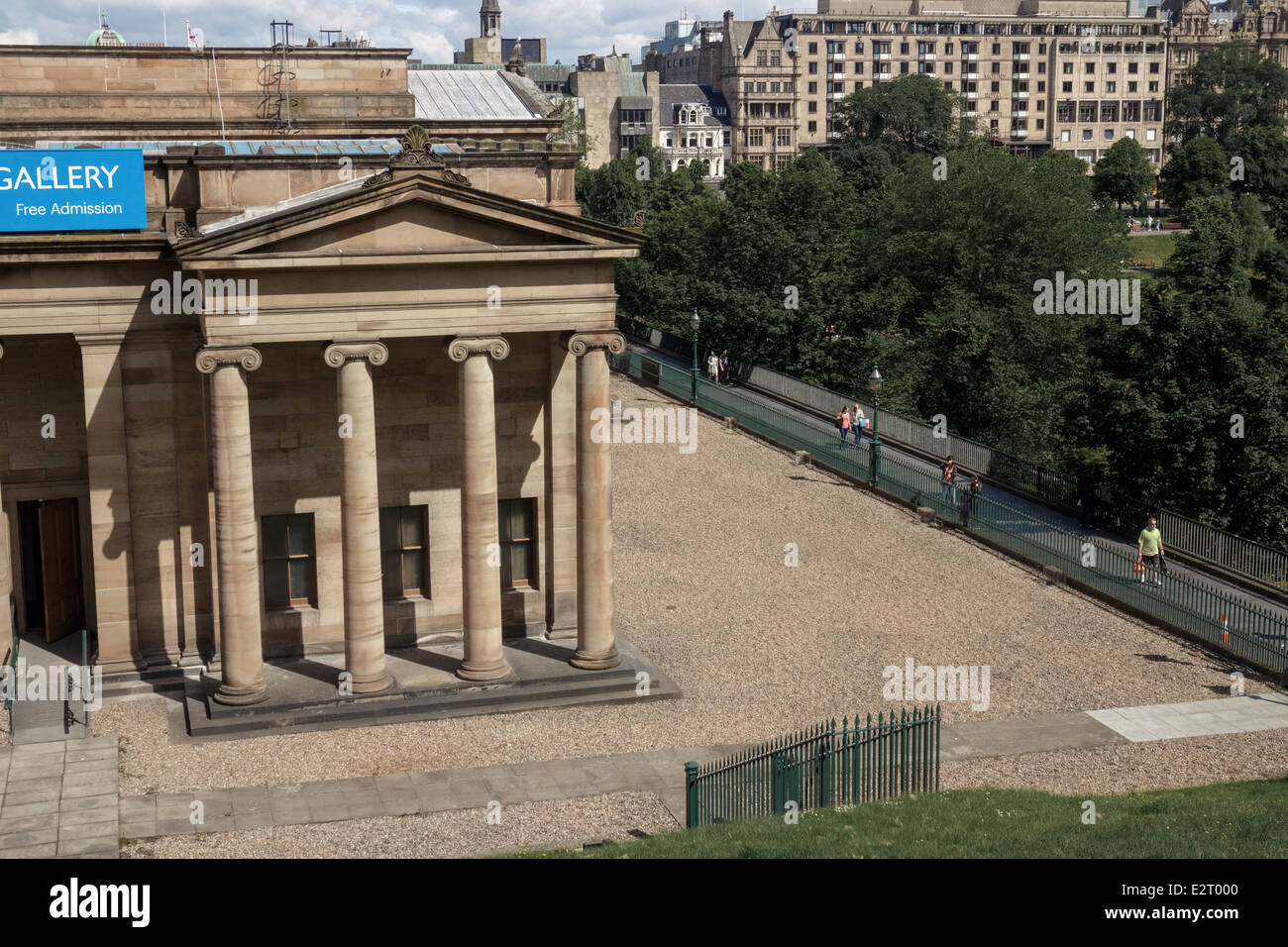 People walking along the path to Playfair Steps next to the Scottish National Gallery Edinburgh Stock Photo