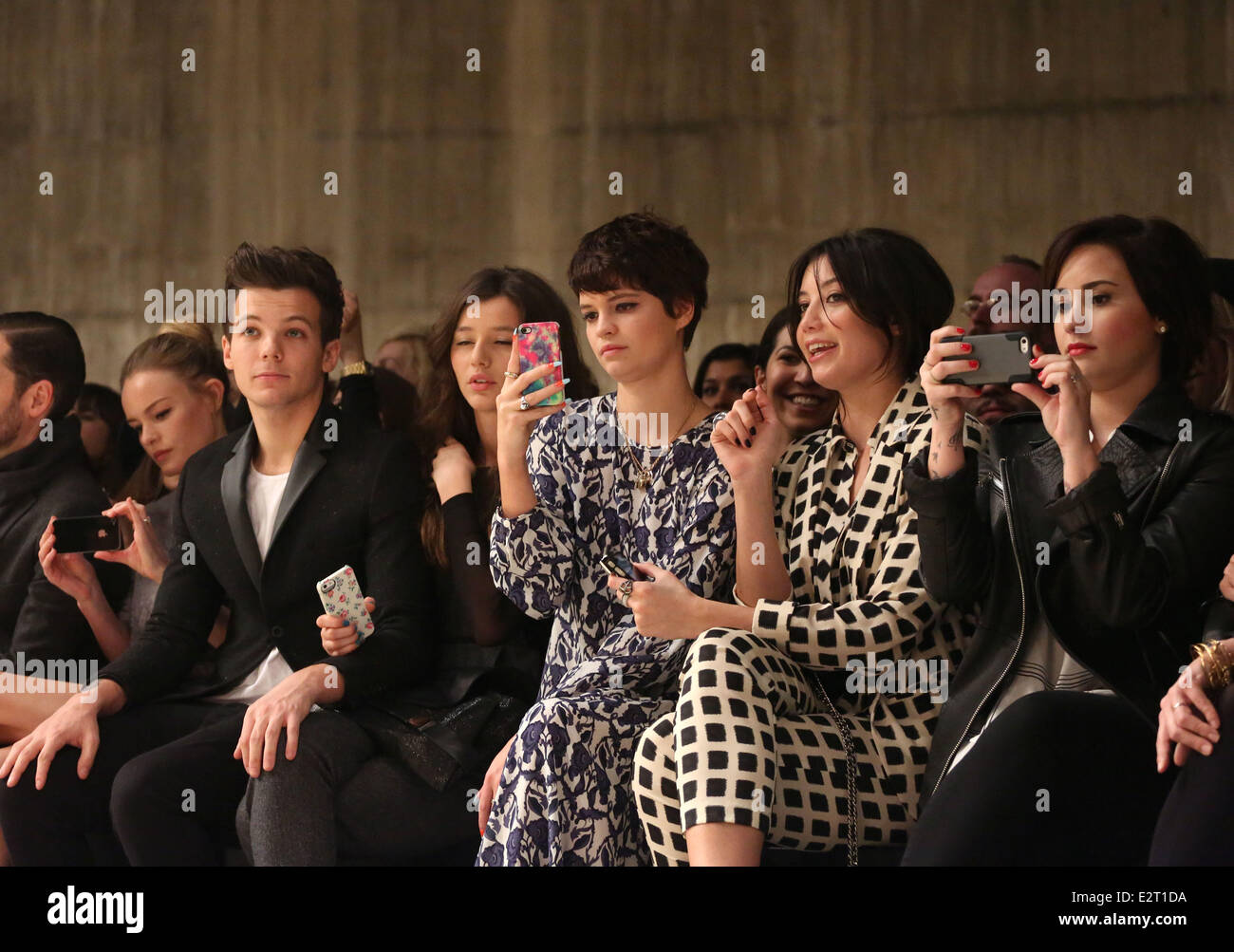 London Fashion Week - Autumn/Winter 2013 - Topshop Unique- Front Row  Featuring: Louis Tomlinson,girlfriend Eleanor Calder,Pixie Geldof,Daisy  Lowe,Demi Lovato Where: London, United Kingdom When: 17 Feb 2013 Stock  Photo - Alamy