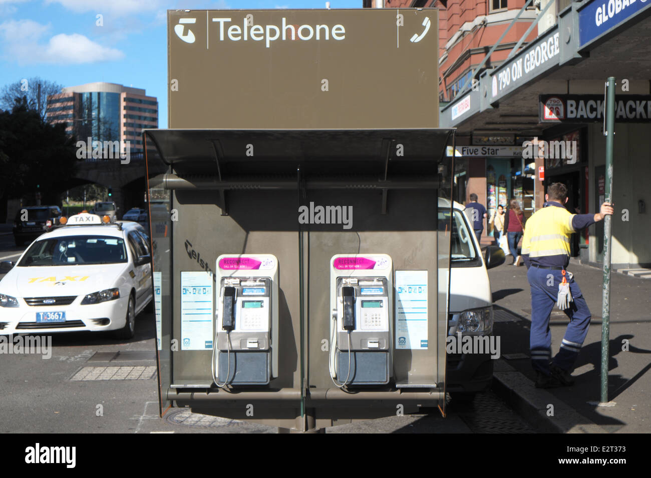 pair of public payphones in Sydney city centre,australia Stock Photo
