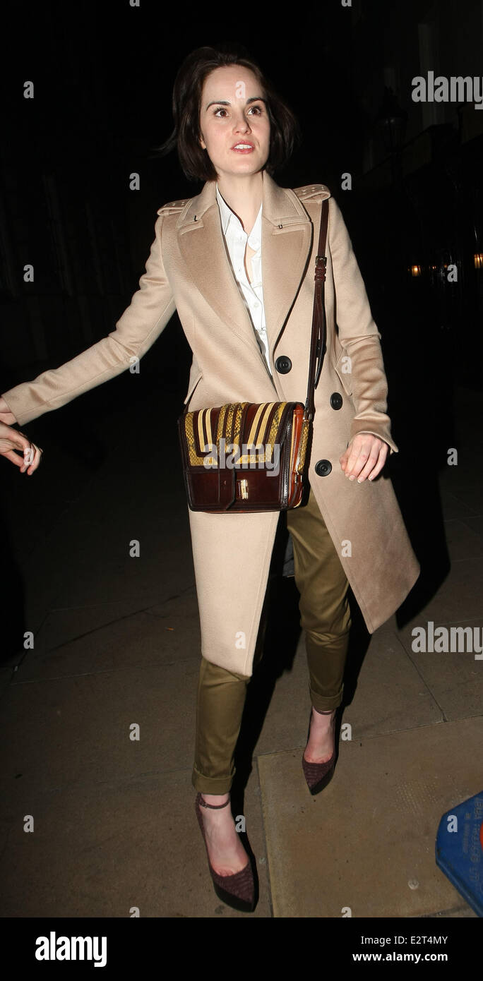 Michelle Dockery leaving Loulou's club in Mayfair Featuring: Michelle