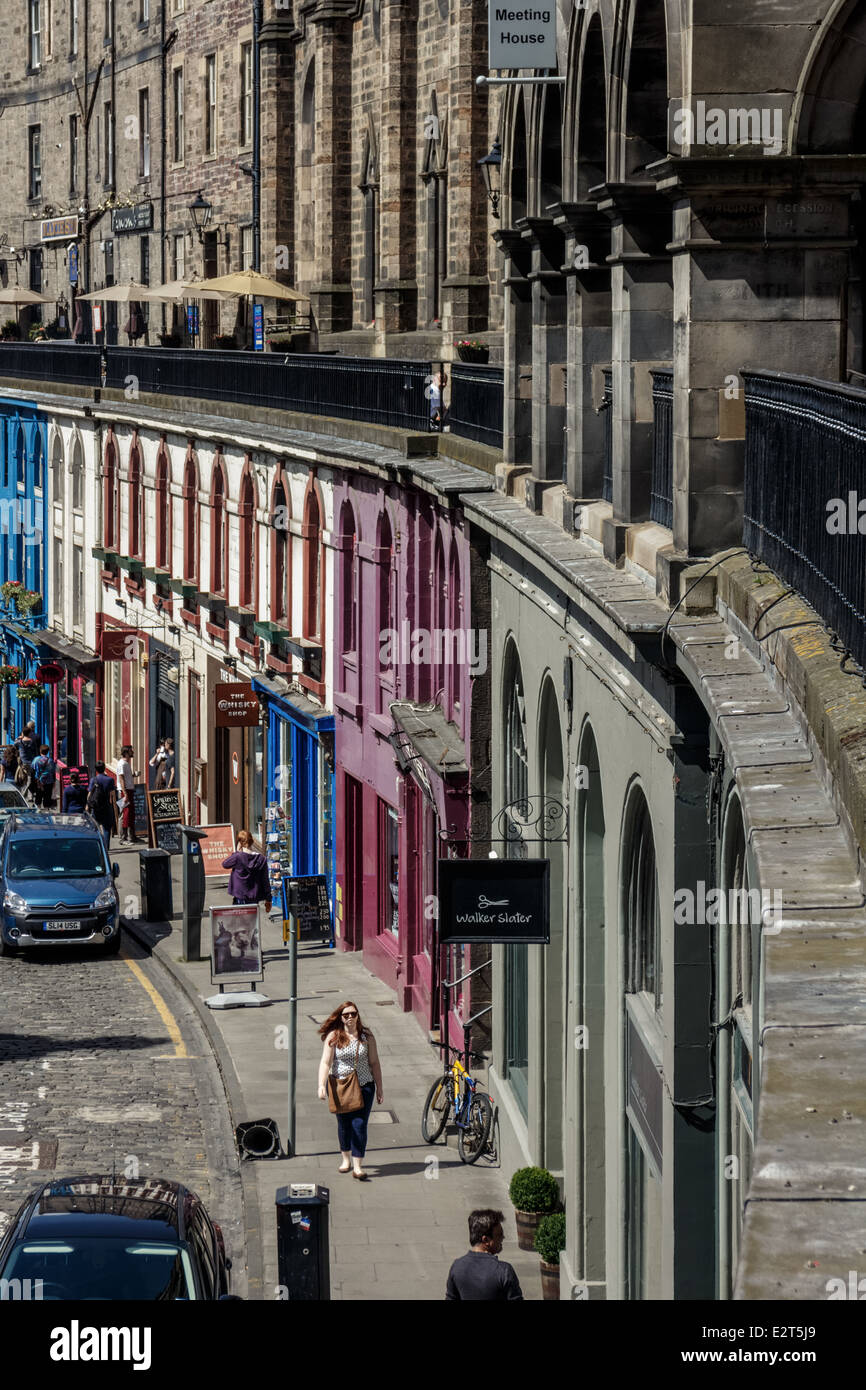 Historic terraced buildings of Victoria Street, Edinburgh Stock Photo