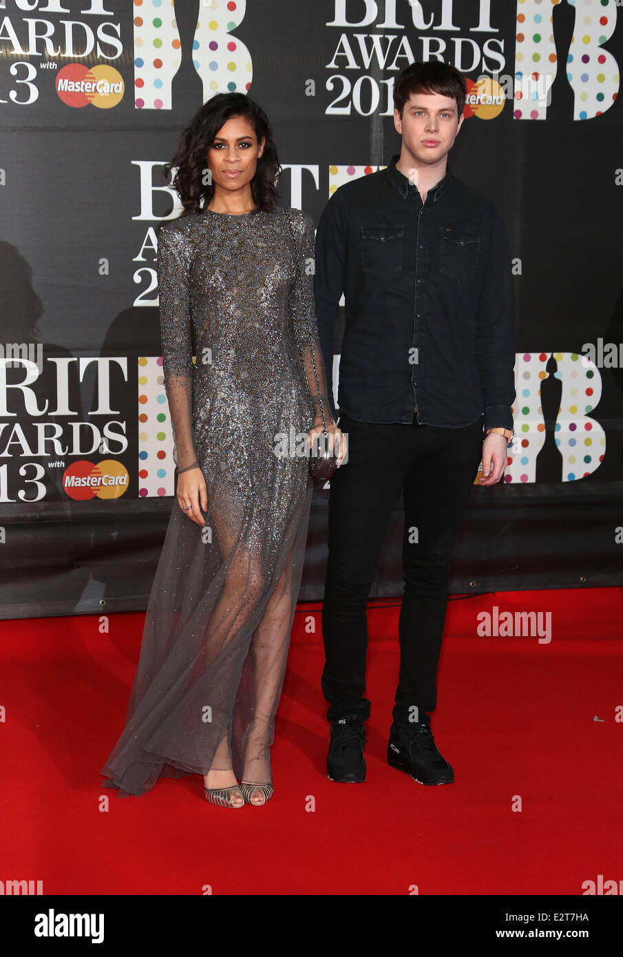 The 2013 Brit Awards (Brits) held at the O2 arena  Featuring: George Reid,Aluna Francis Where: London, United Kingdom When: 20 F Stock Photo