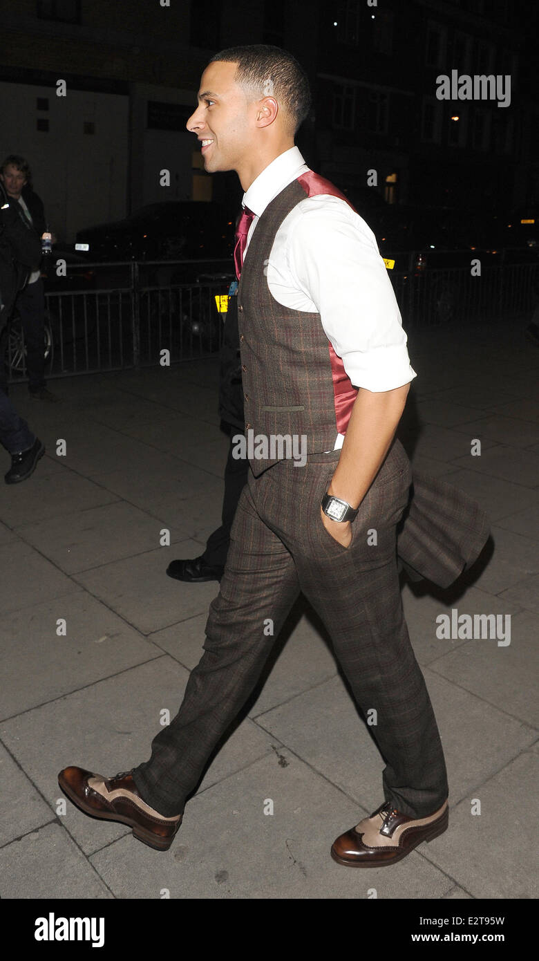 Celebrities leave the HMV Forum in Kentish Town, North London after attending a secret gig performed by Justin Timberlake  Featuring: Marvin Humes Where: London, United Kingdom When: 20 Feb 2013 Stock Photo