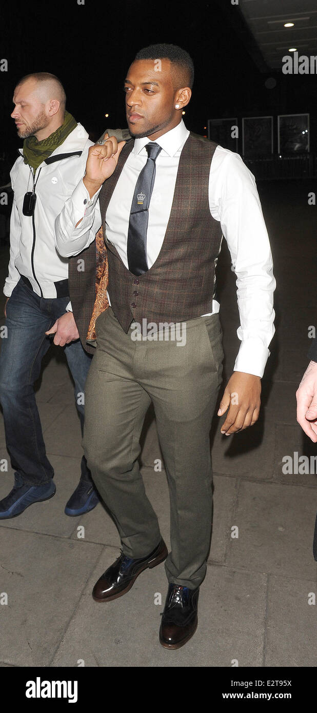 Celebrities leave the HMV Forum in Kentish Town, North London after attending a secret gig performed by Justin Timberlake  Featuring: Oritse Williams Where: London, United Kingdom When: 20 Feb 2013 Stock Photo
