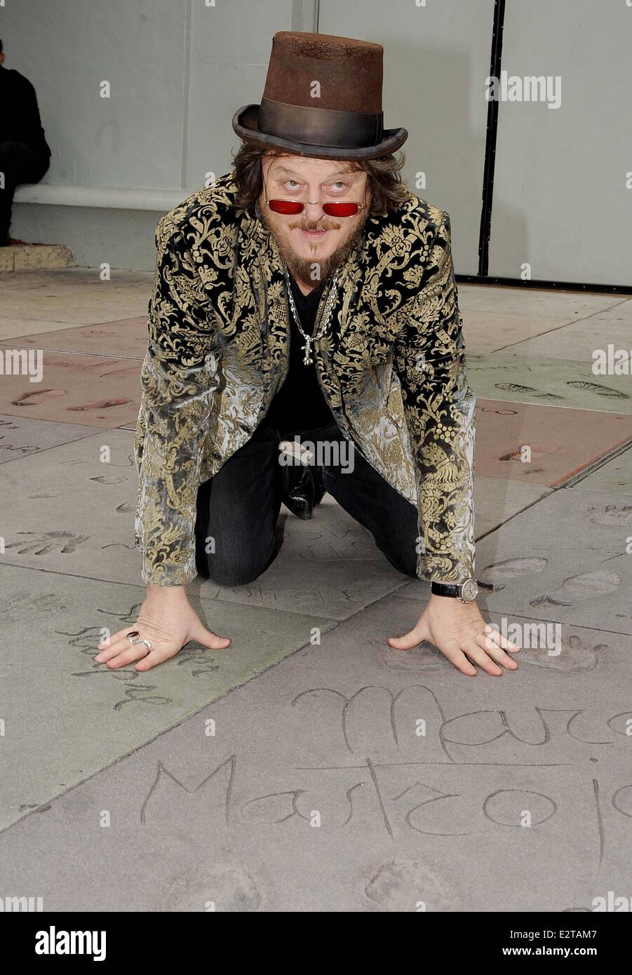 Italian celebrities posing in front of the Chinese Theatre  Featuring: Zucchero Fornaciari Where: Hollywood, California, United States When: 21 Feb 2013 Stock Photo