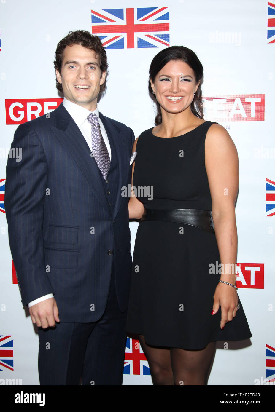 Los Angeles, USA. 22nd February 2013. Actors Henry Cavill and hois  girlfriend Gina Carano arrive at the GREAT British Film Reception at  British Consul General's Residence in Los Angeles, USA, on 22