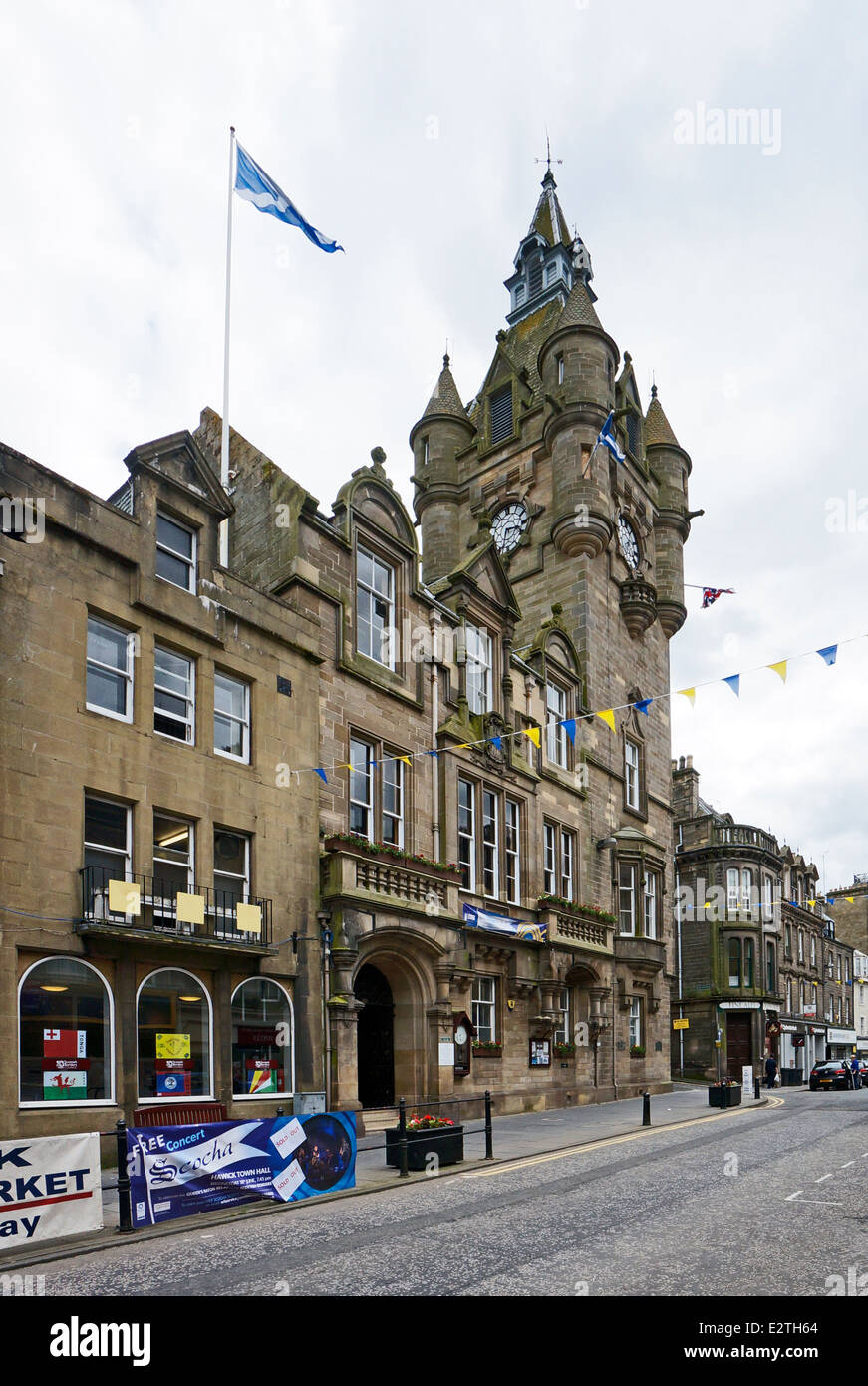 The Town House on the corner of High Street and Cross Wynd in Hawick Scottish Borders Scotland Stock Photo