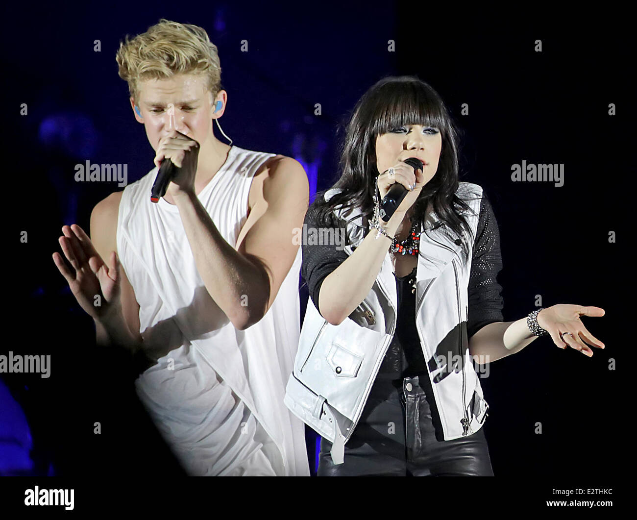 Cody Simpson and Carly Rae Jepsen performing at Liverpool Echo Arena ...