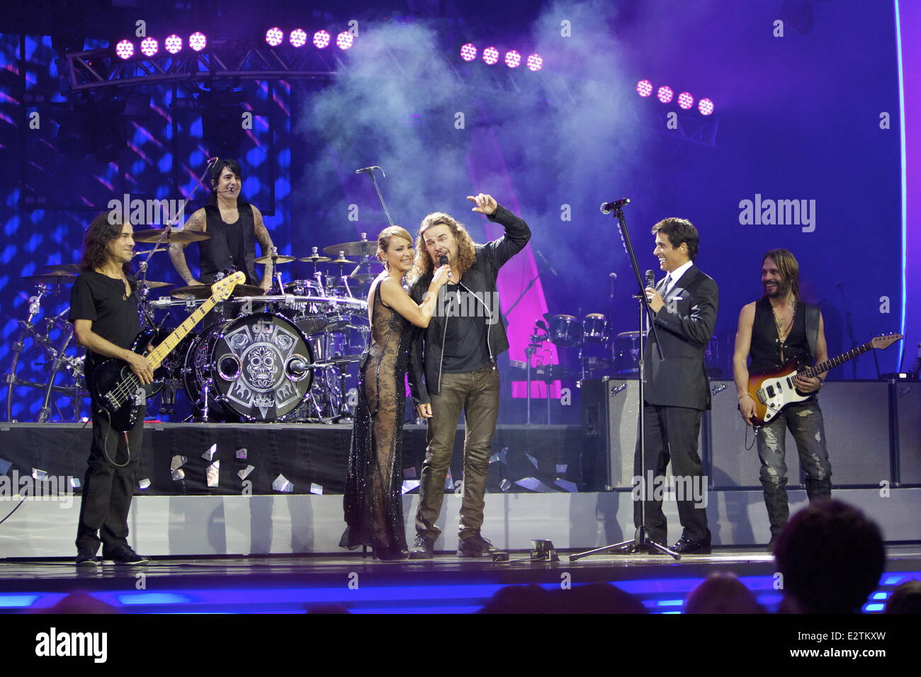 Mexican Rock band Mana performs at the 54th annual International Music Festival held at the Quinta Vergara  Featuring: Mana Where: Vina del Mar, Chile When: 24 Feb 2013 Stock Photo