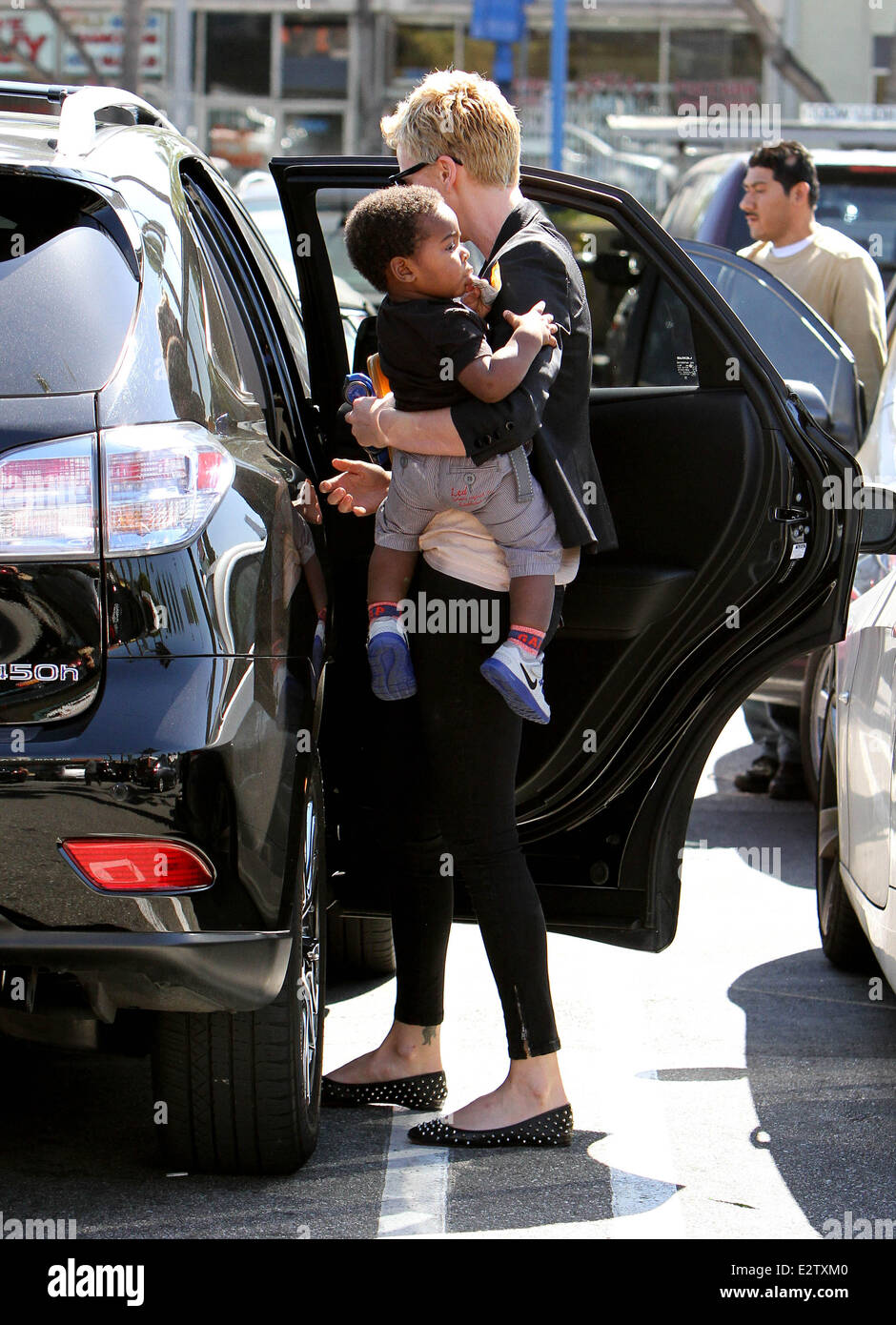 Charlize Theron seen with her son Jackson leaving Whole Foods in West