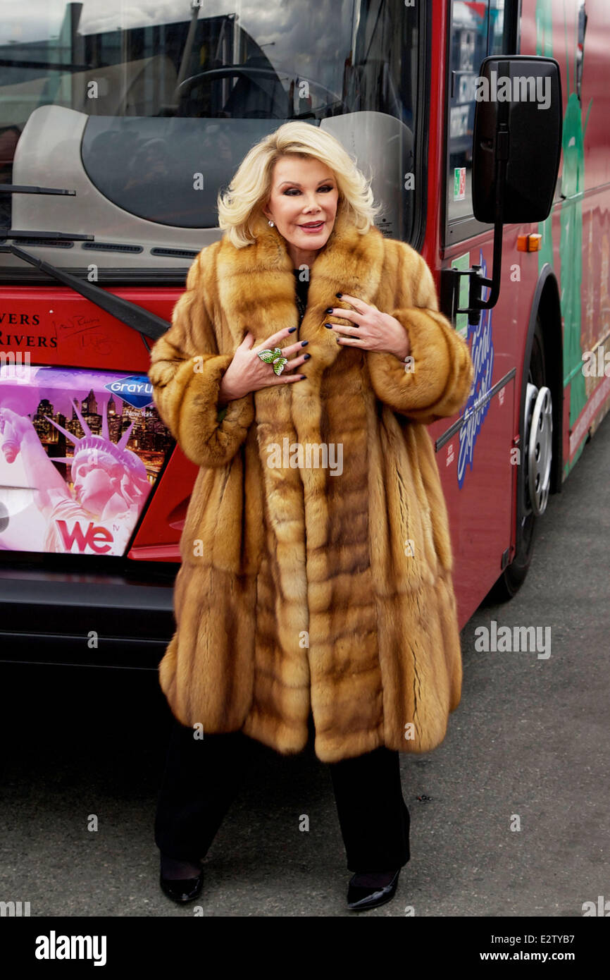 Gray Line New York inducts WE tv stars, Joan and Melissa Rivers, into its prestigious, Ride of Fame, campaign  Featuring: Joan Rivers Where: New York City, NY, United States When: 01 Mar 2013 Stock Photo
