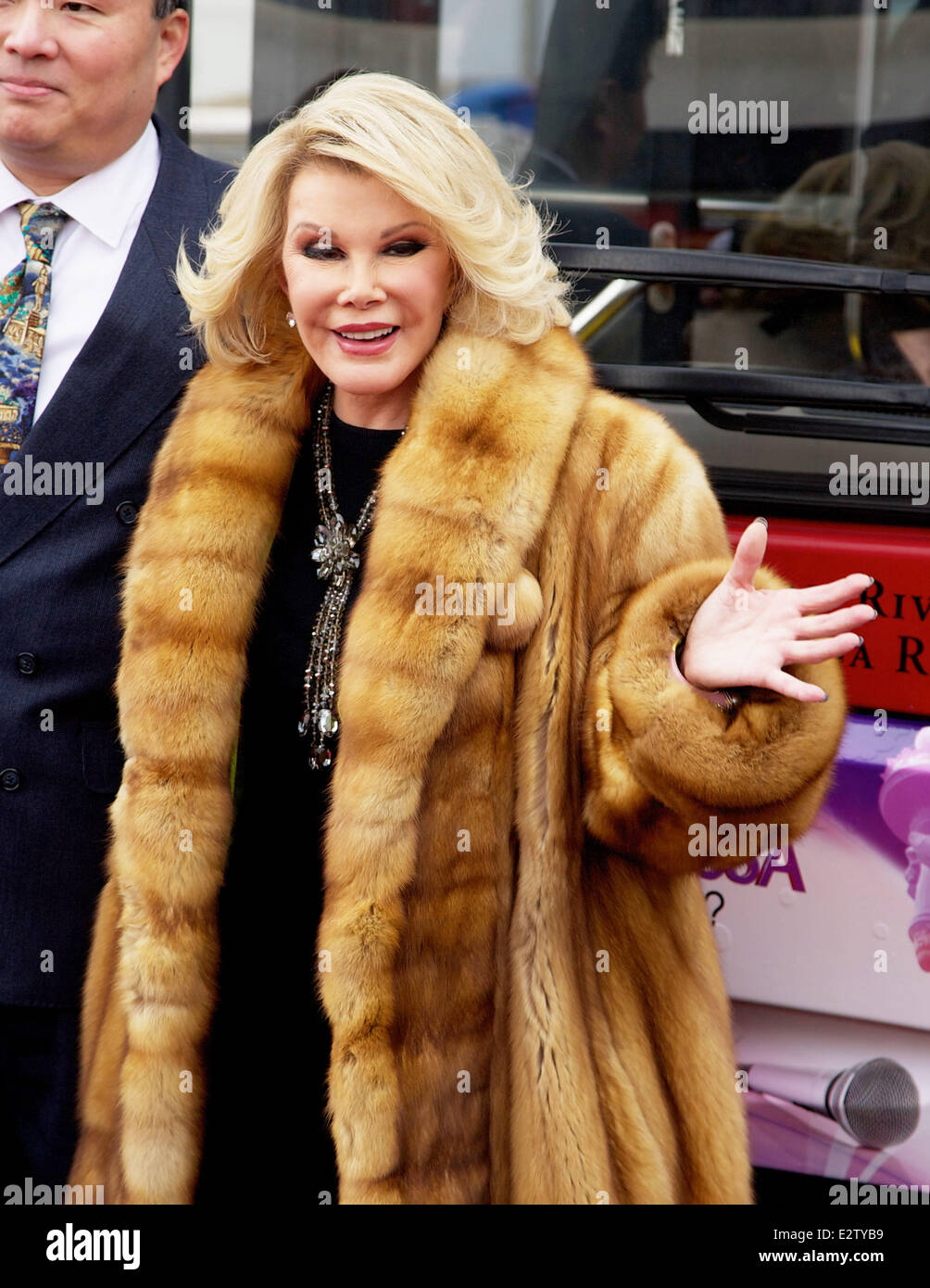 Gray Line New York inducts WE tv stars, Joan and Melissa Rivers, into its prestigious, Ride of Fame, campaign  Featuring: Joan Rivers Where: New York City, NY, United States When: 01 Mar 2013 Stock Photo