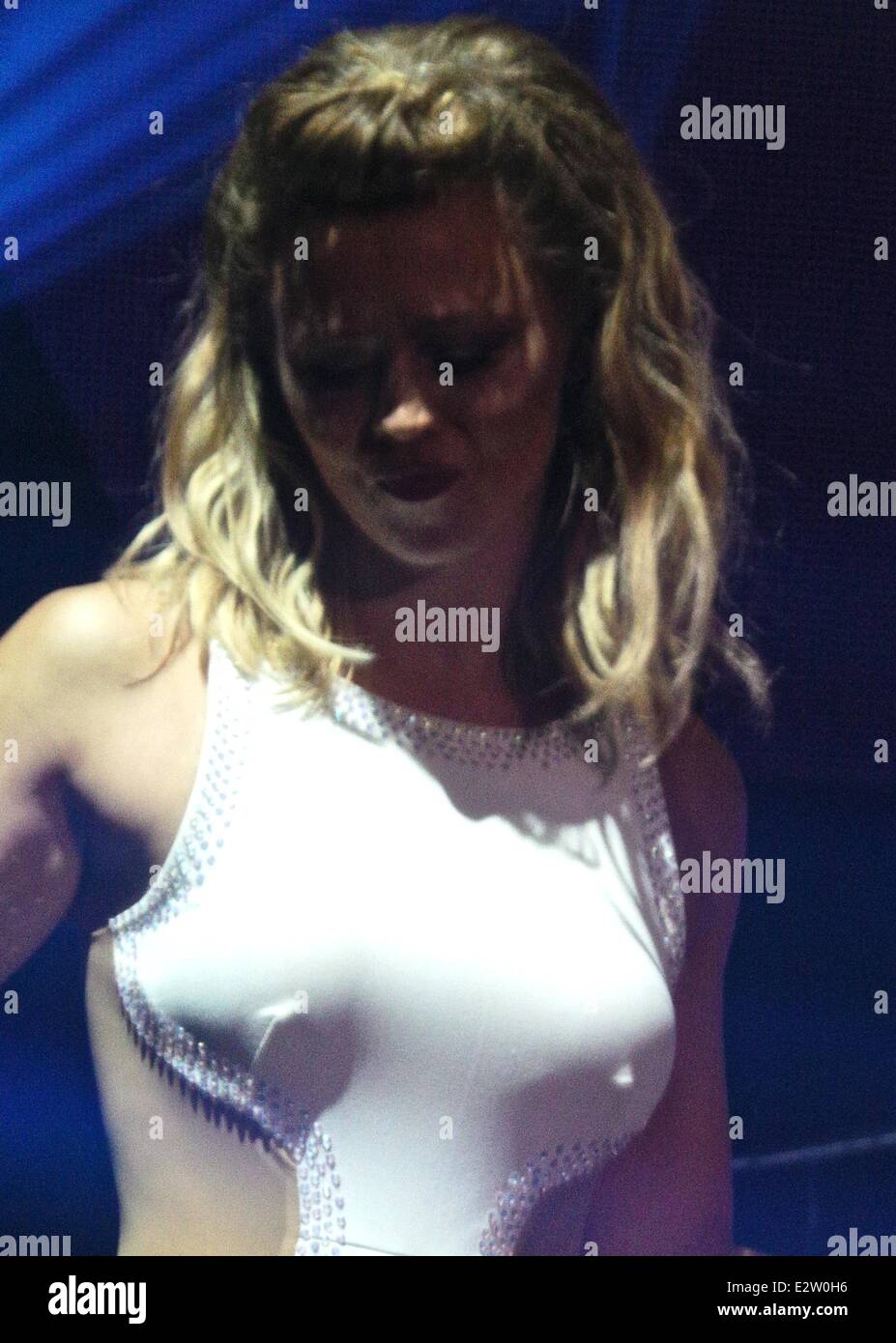 Kimberly Walsh has wardrobe malfunction as her nipples were protruding  through her costume Girls Aloud performing live in concert on their '10'  tour at the O2 Featuring: Girls Aloud,Kimberley Walsh Where: London