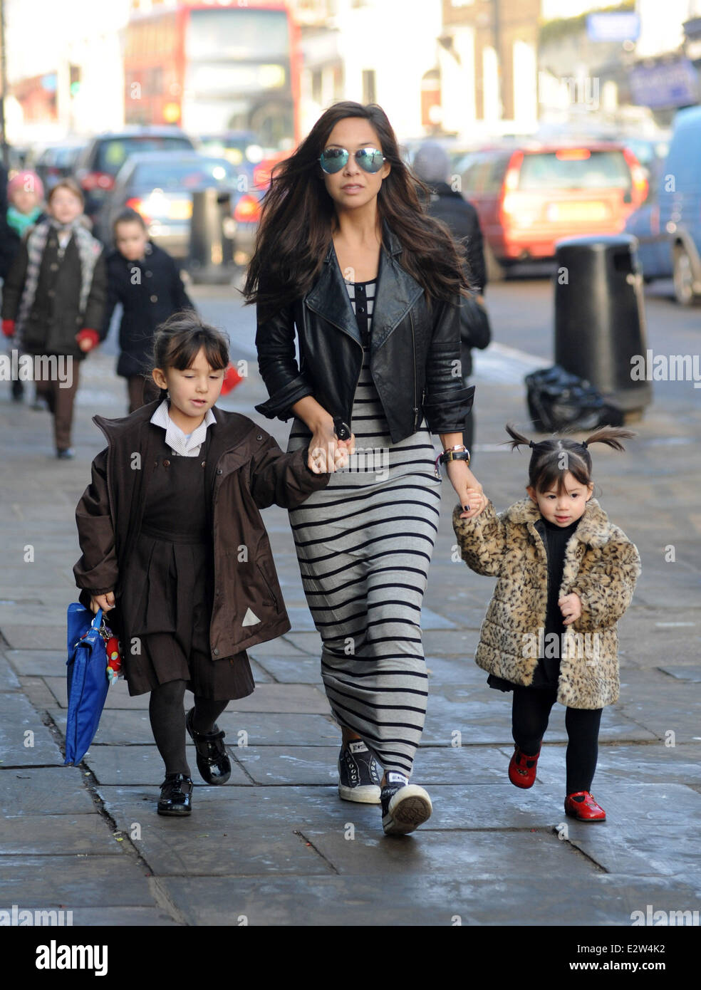 Myleene Klass and Geri Halliwell walk their daughters to school