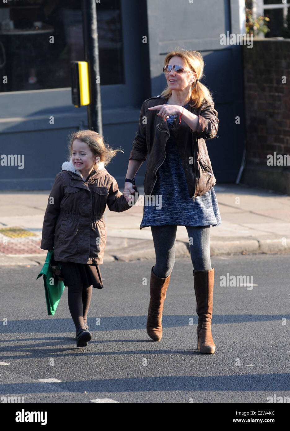 Myleene Klass and Geri Halliwell walk their daughters to school ...