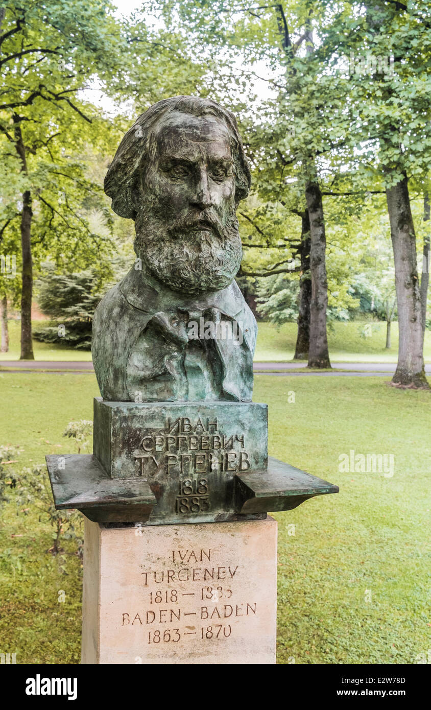 bust of russian writer ivan turgenev in the park along lichtentaler ...