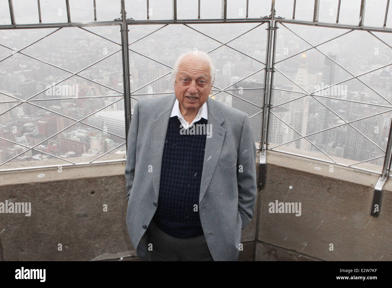 Baseball legend and World Baseball Classic ambassador Tommy Lasorda lights The Empire State Building to celebrate the start of tournament play in the USA  Featuring: Tommy Lasorda Where: New York City, NY, United States When: 07 Mar 2013 Stock Photo