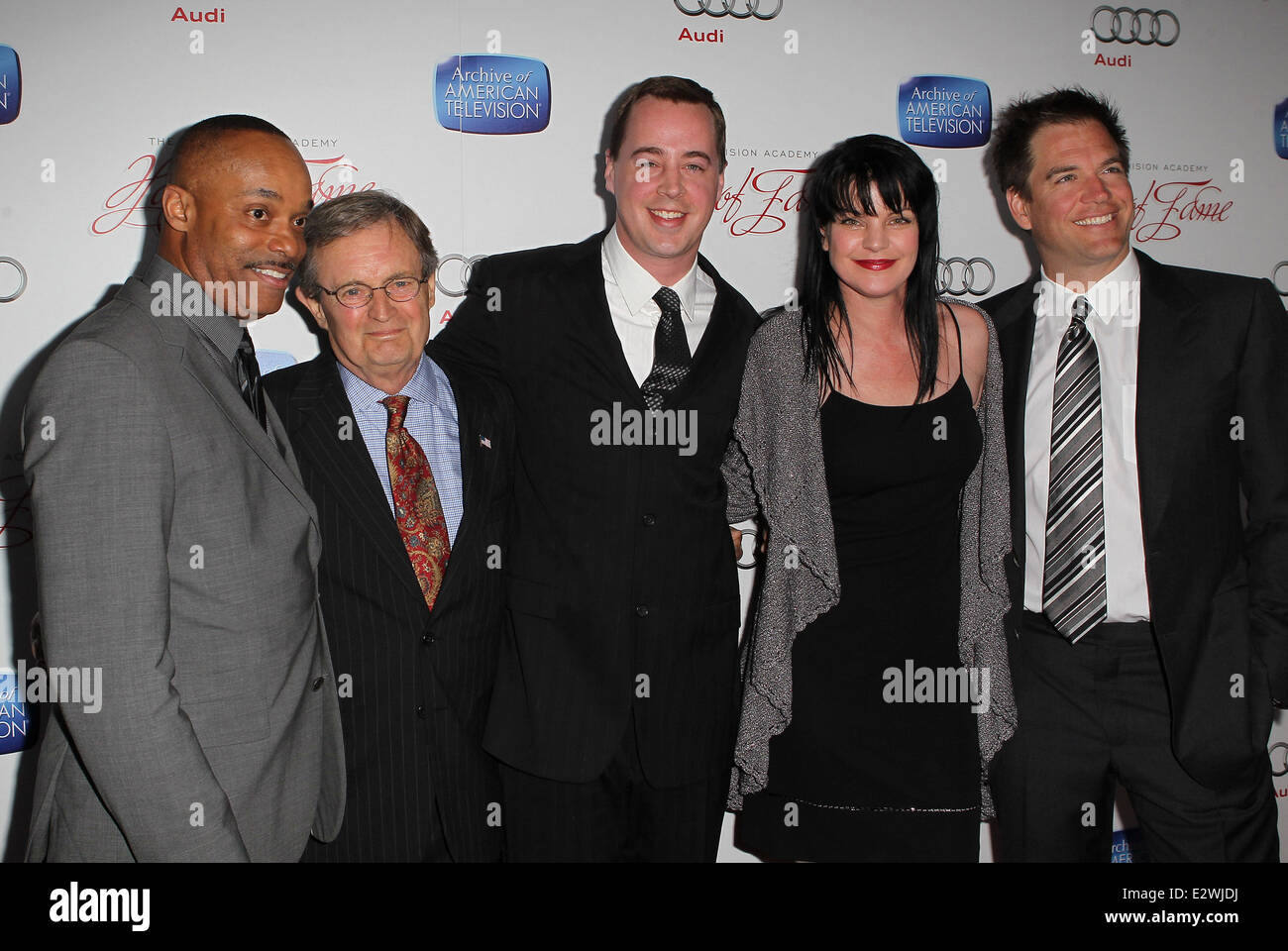 The Academy of Television Arts & Sciences' 22nd Annual Hall of Fame Induction Gala at The Beverly Hilton Hotel - Arrivals  Featuring: Rocky Carroll,David McCallum,Sean Murray,Pauley Perrette and Michael Weatherly Where: Beverly Hills, California, United S Stock Photo