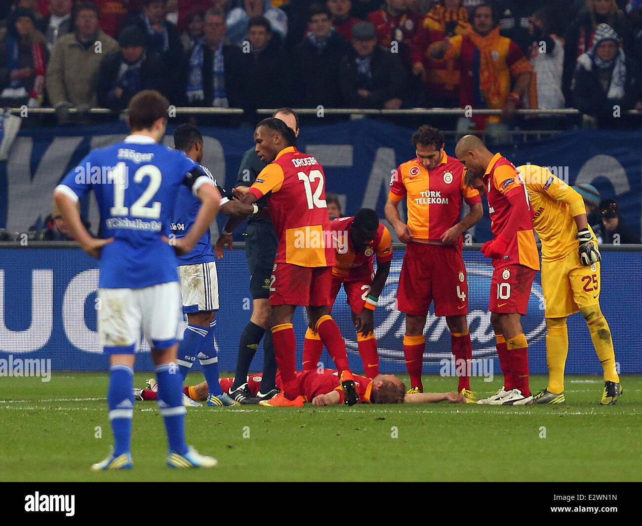 UEFA Champions League second leg match Schalke 04 vs Galatasaray at Veltins arena in Gelsenkirchen, Germany  Featuring: Didier D Stock Photo