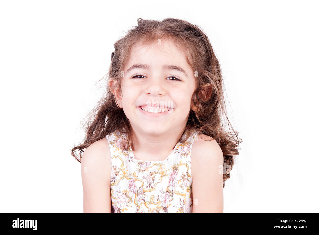 Little girl portrait on a white background Stock Photo - Alamy