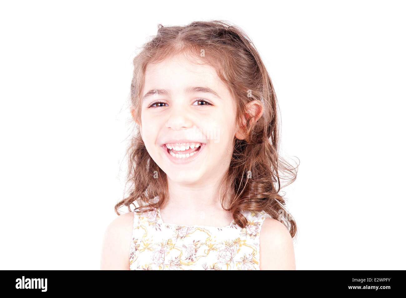 Little girl portrait on a white background Stock Photo - Alamy