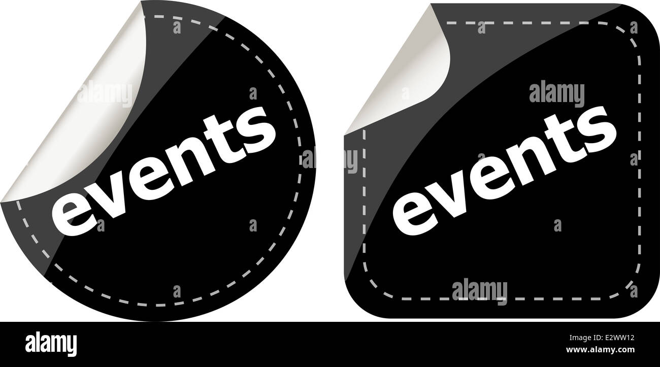 events black stickers set, icon button set Stock Photo - Alamy
