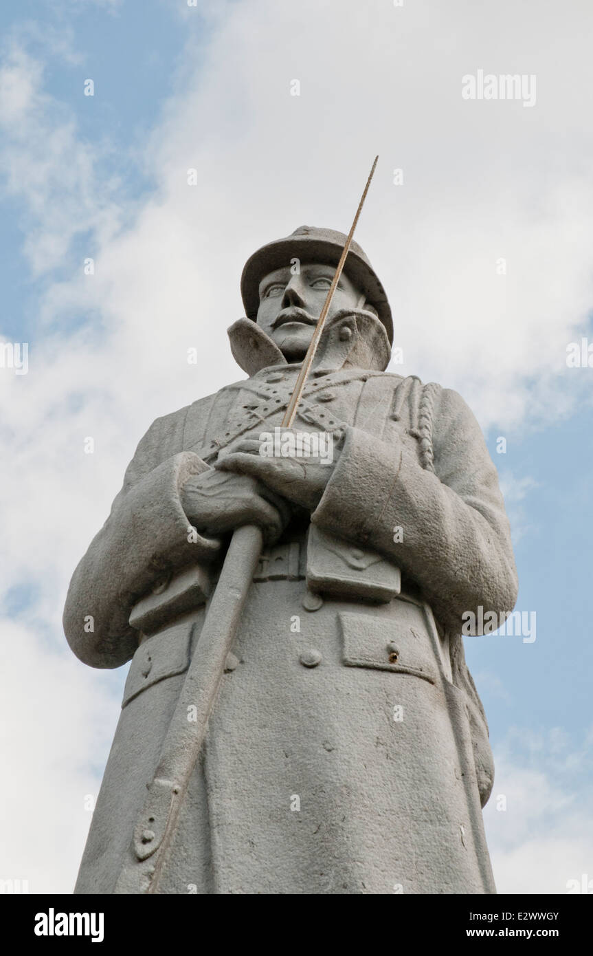 'Poilu' figure on the war memorial at Fricourt, Somme, France Stock Photo