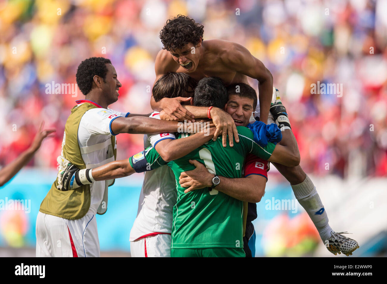 Recife, Brazil. 20th June, 2014. Costa Rica team group (CRC) Football/Soccer : Yeltsin Tejeda of Costa Rica celebrates after winning the FIFA World Cup Brazil 2014 Group D match between Italy 0-1 Costa Rica at Arena Pernambuco in Recife, Brazil . Credit:  Maurizio Borsari/AFLO/Alamy Live News Stock Photo