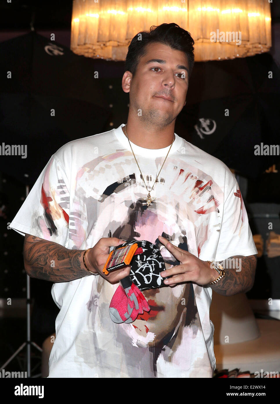 Rob Kardashian and his mother promote 'Arthur George by Robert Kardashian'  socks at Kardashian Khaos inside The Mirage Resort and Casino Featuring: Rob  Kardashian Where: Las Vegas, Nevada, United States When: 16