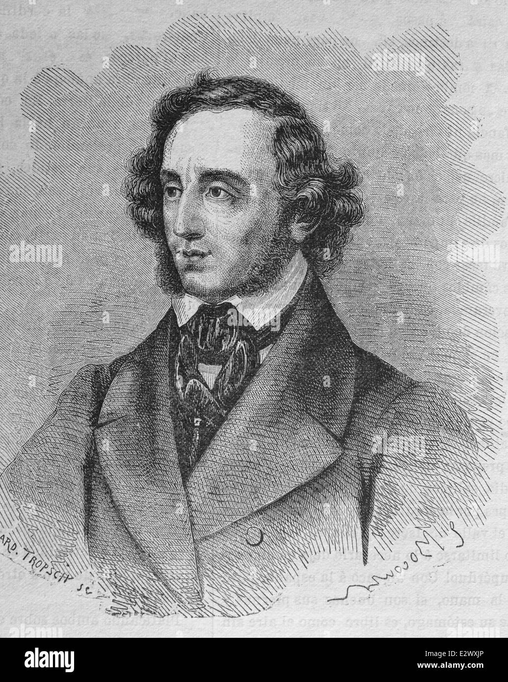 Felix Mendelssohn (1809-1847). German composer, pianist, organist and conductor. Romantic period. Engraving. Stock Photo