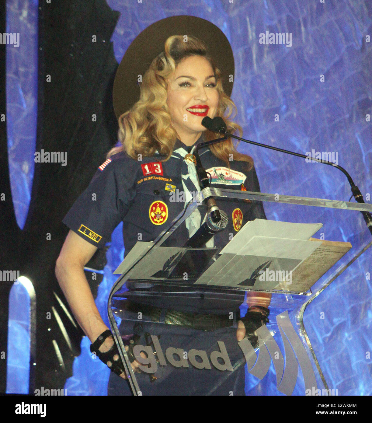 24th Annual GLAAD Media Awards - Madonna presents the Vito Russo Award to Anderson Cooper  Featuring: Madonna Where: New York, NY, United States When: 16 Mar 2013   **** Stock Photo