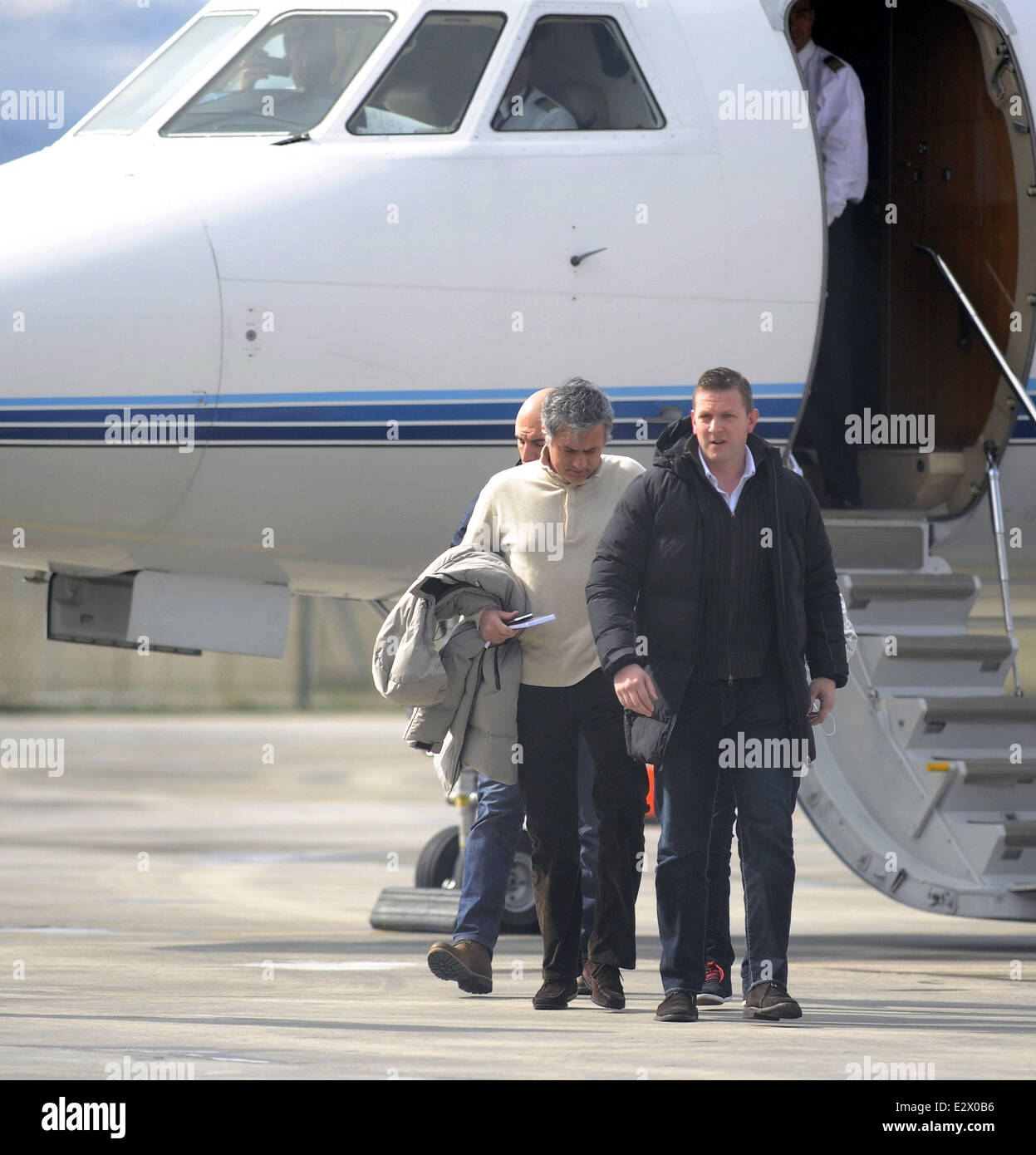 Real Madrid S Coach Jose Mourinho Arrives In Turkey On A Private Stock Photo Alamy