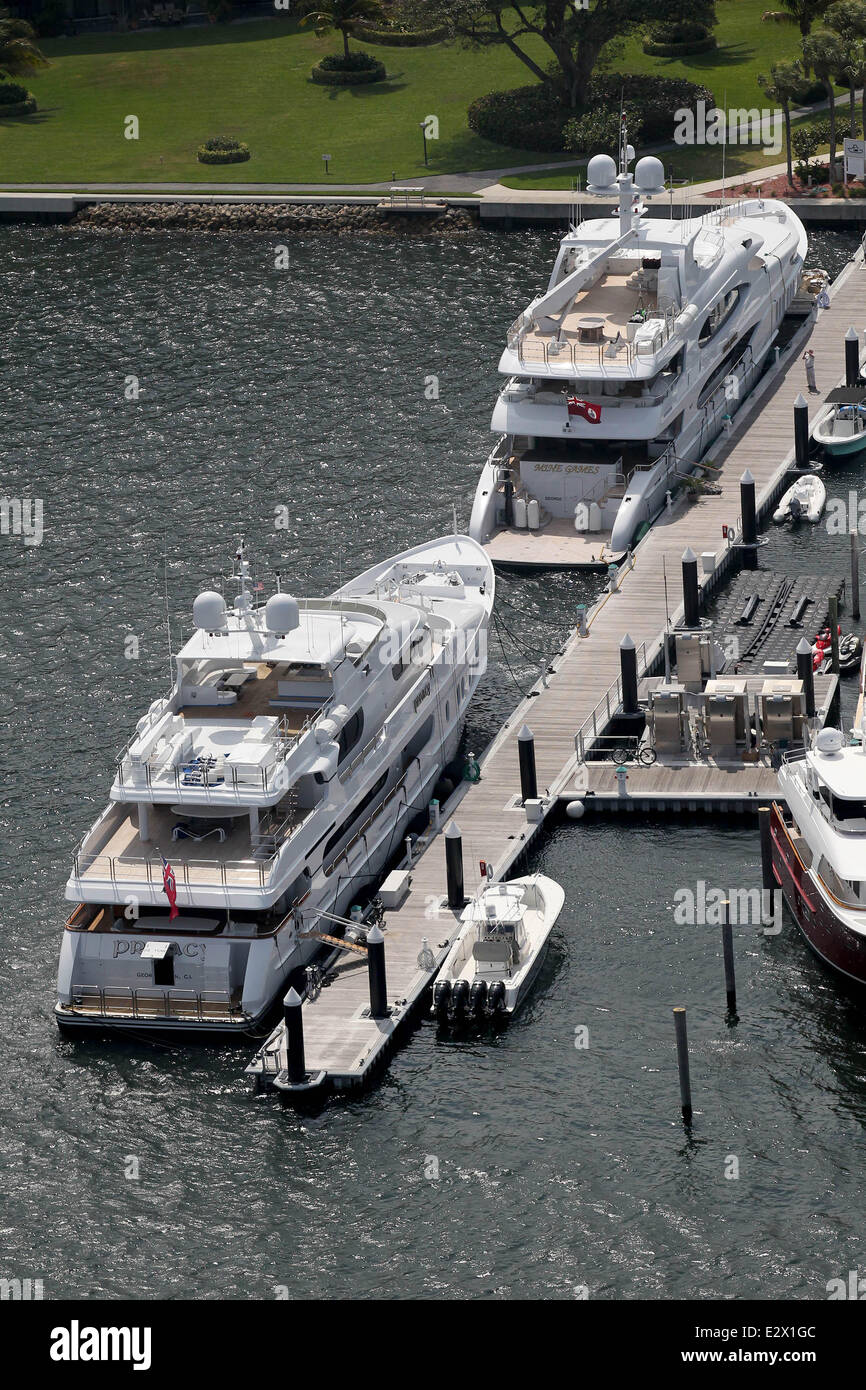 The super yacht Privacy, owned by Tiger Woods, The yacht is docked in