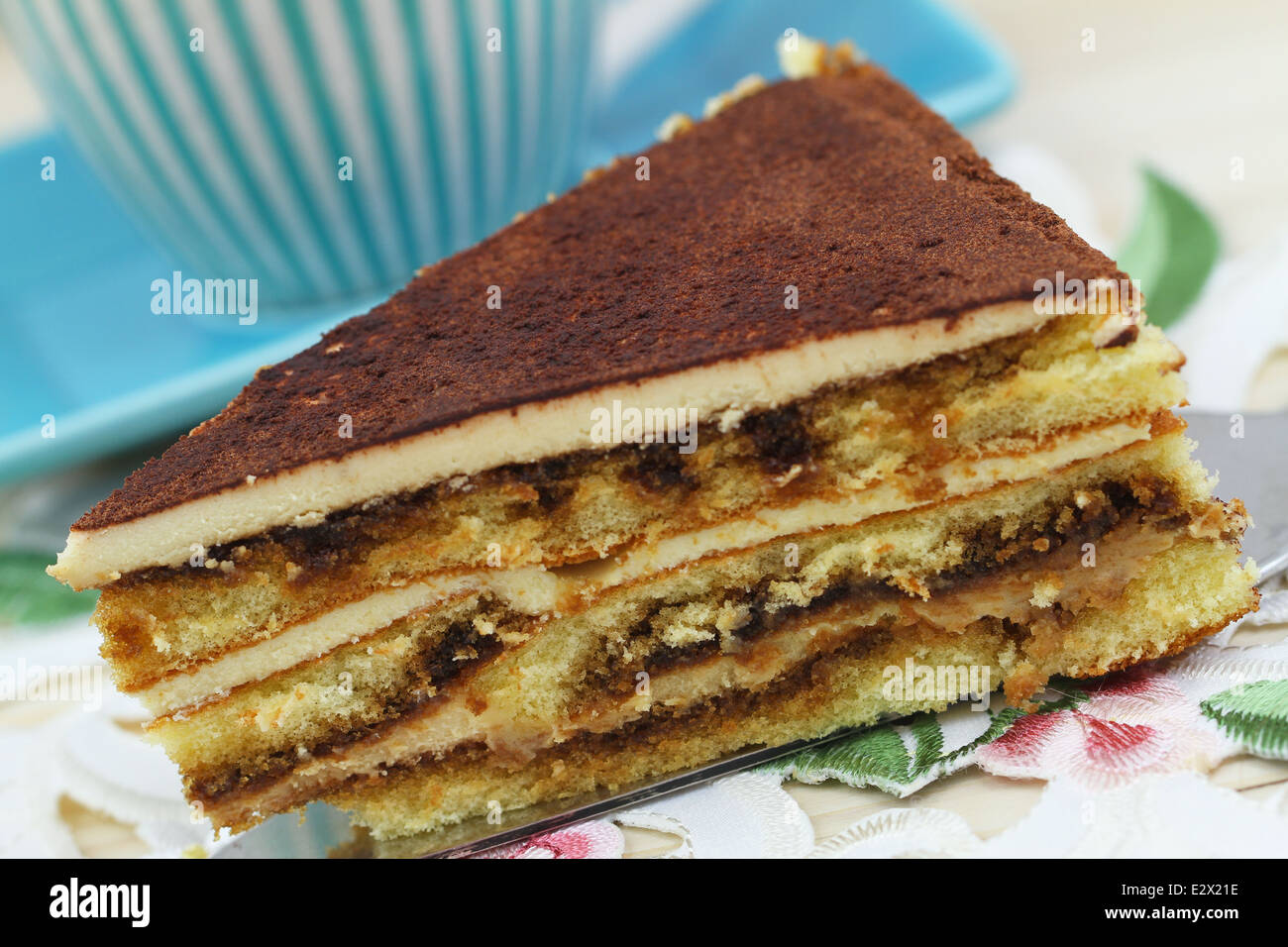 Tiramisu cake, close up Stock Photo