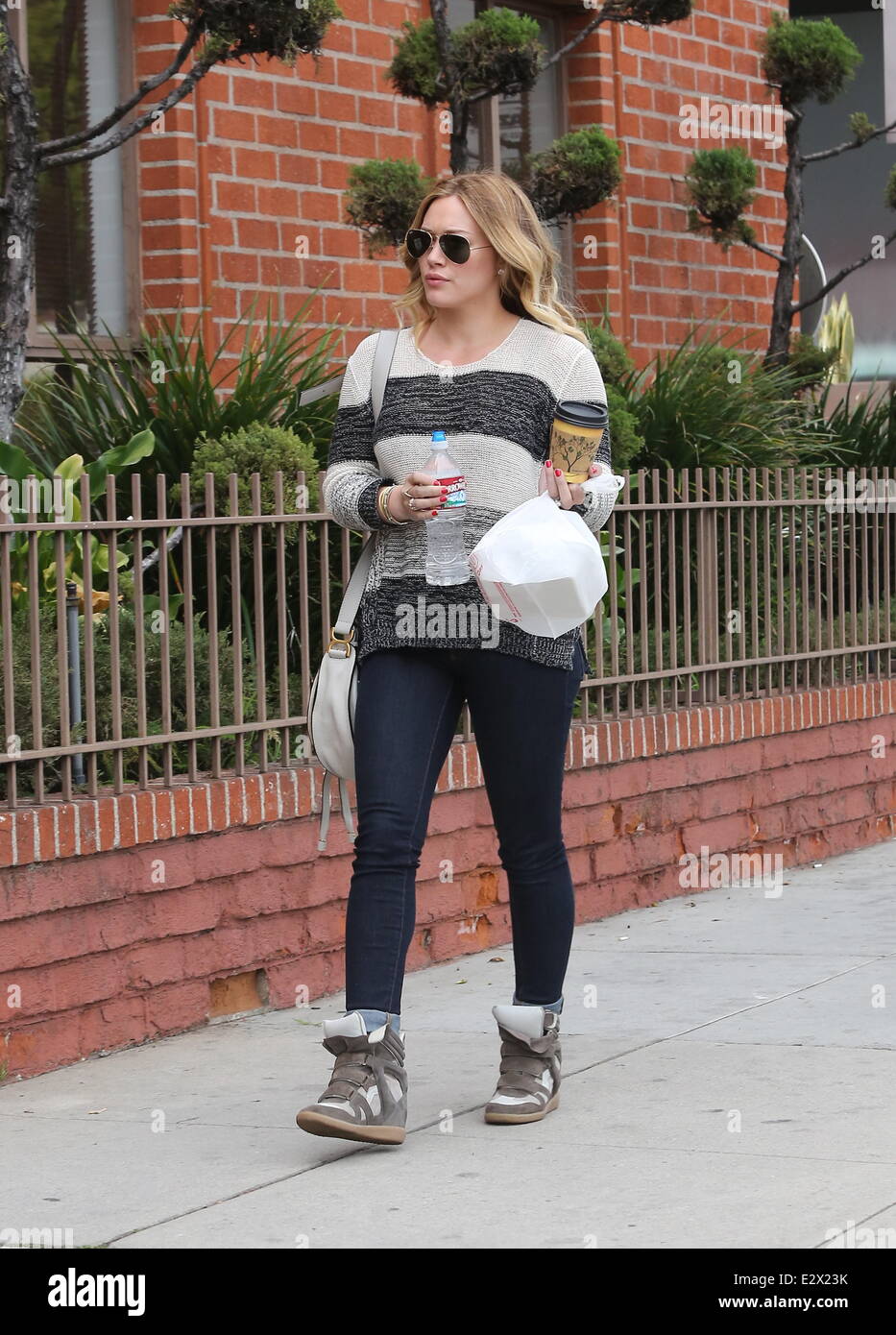 Hilary Duff heads to Beverliz Cafe in Beverly Hills  Featuring: Hilary Duff Where: Los Angeles, California, United States When: 19 Mar 2013 Stock Photo