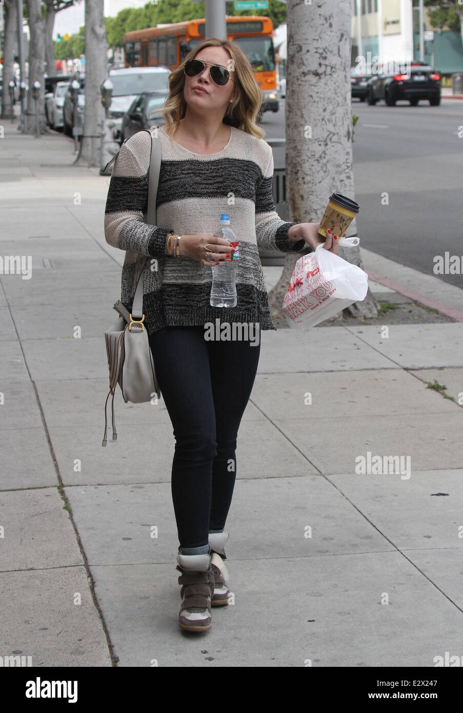 Hilary Duff heads to Beverliz Cafe in Beverly Hills  Featuring: Hilary Duff Where: Los Angeles, CA, United States When: 18 Mar 2013 Stock Photo