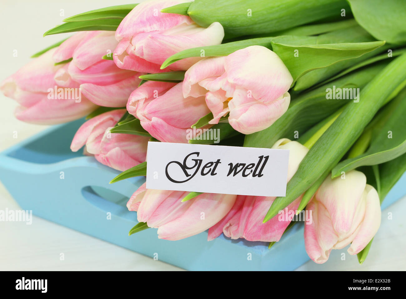 Get well card with pink tulips Stock Photo - Alamy