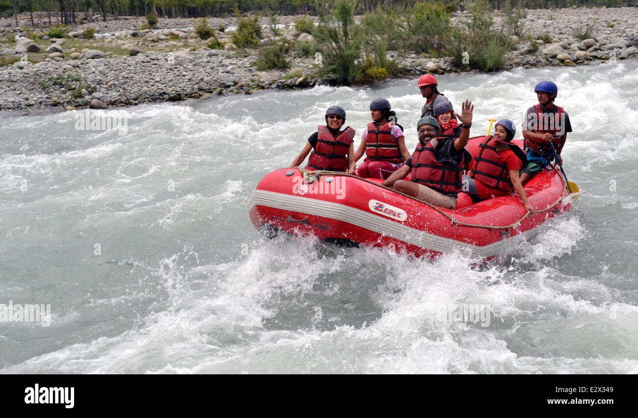 Srinagar, Indian Administered Kashmir.21 June 2014 :Tourists go rafting ...