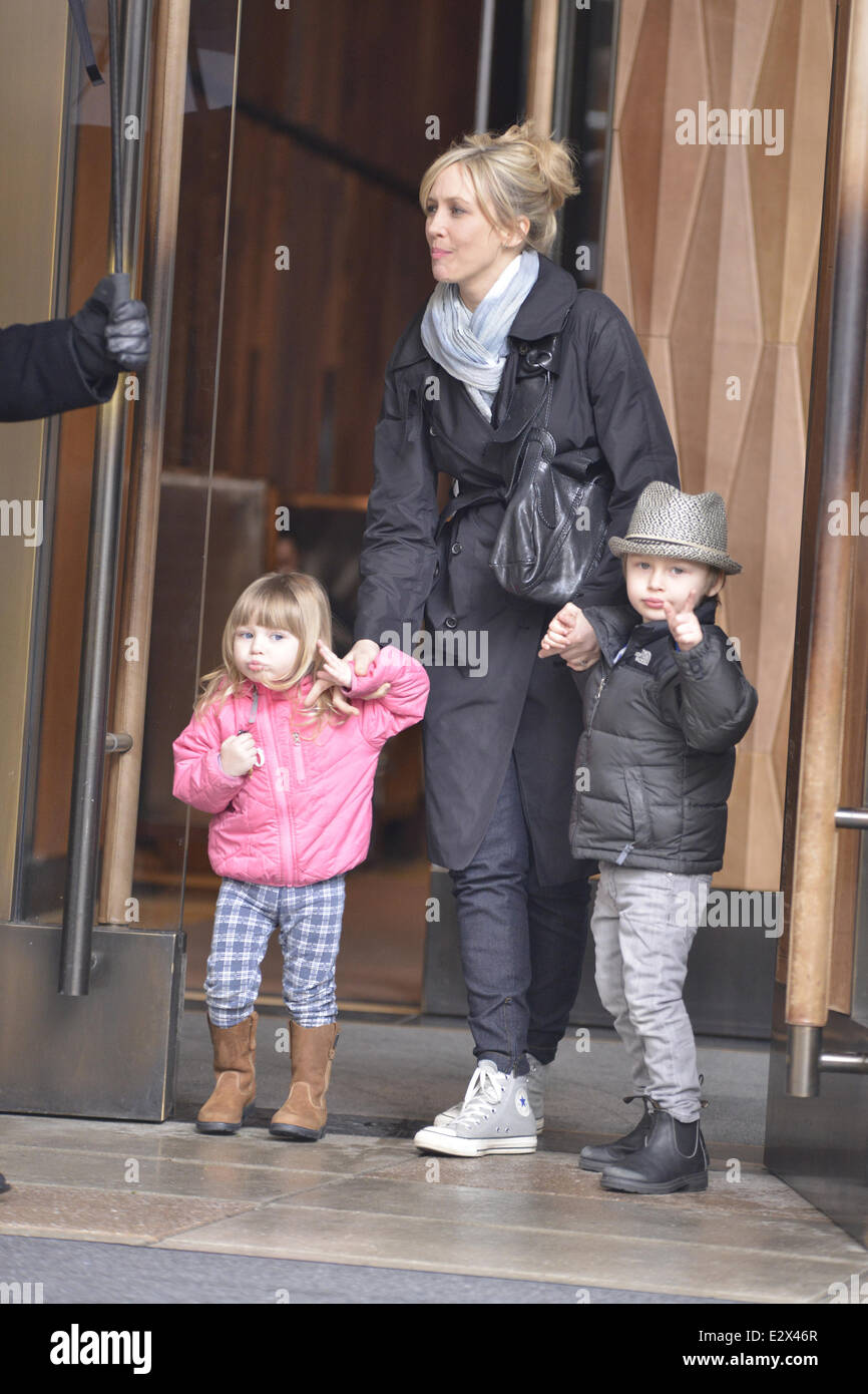 Actress Vera Farmiga, who stars in the new A&E series 'Bates Motel'  is seen leaving her hotel with her family in Soho  Featuring: Vera Farmiga Where: New York, New York, United States When: 19 Mar 2013 Stock Photo