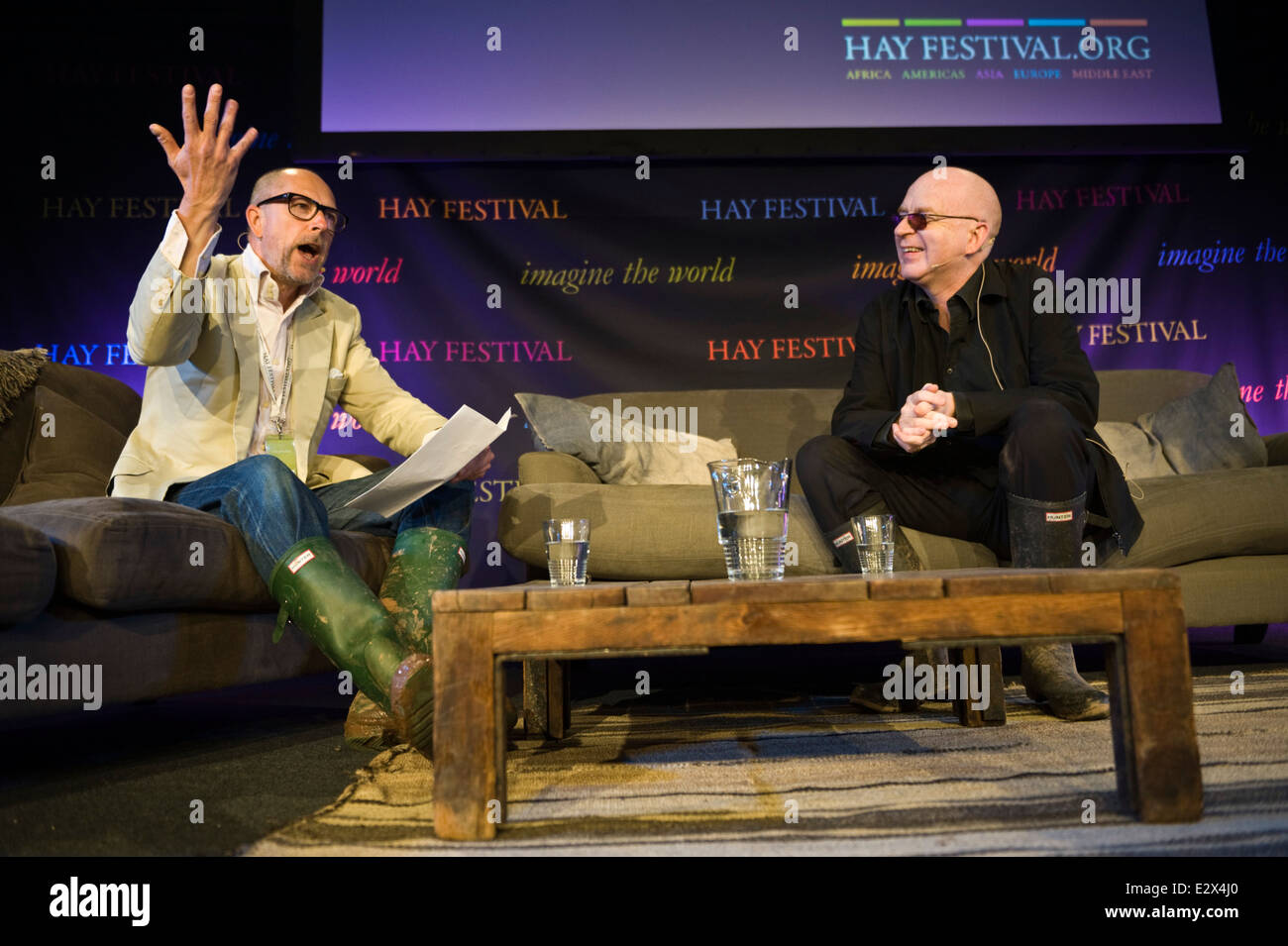 Alan McGee former record label owner musician & manager talking about life in the music industry, Hay Festival 2014 ©Jeff Morgan Stock Photo
