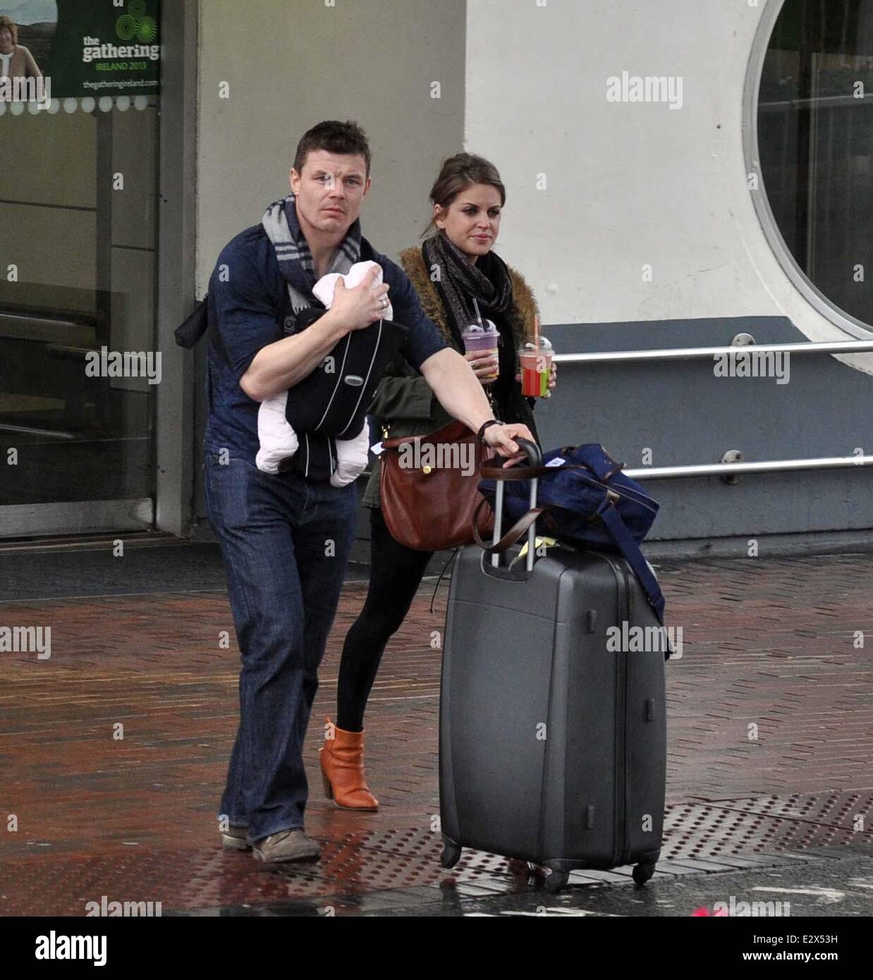 Brian O Driscoll Seen With His Wife Amy Huberman And Their Baby Daughter Sadie Arriving At Dublin Airport From London Celebrities Arriving At Dublin Airport Featuring Brian O Driscoll Amy Huberman Sadie O Driscoll Where Dublin Ireland