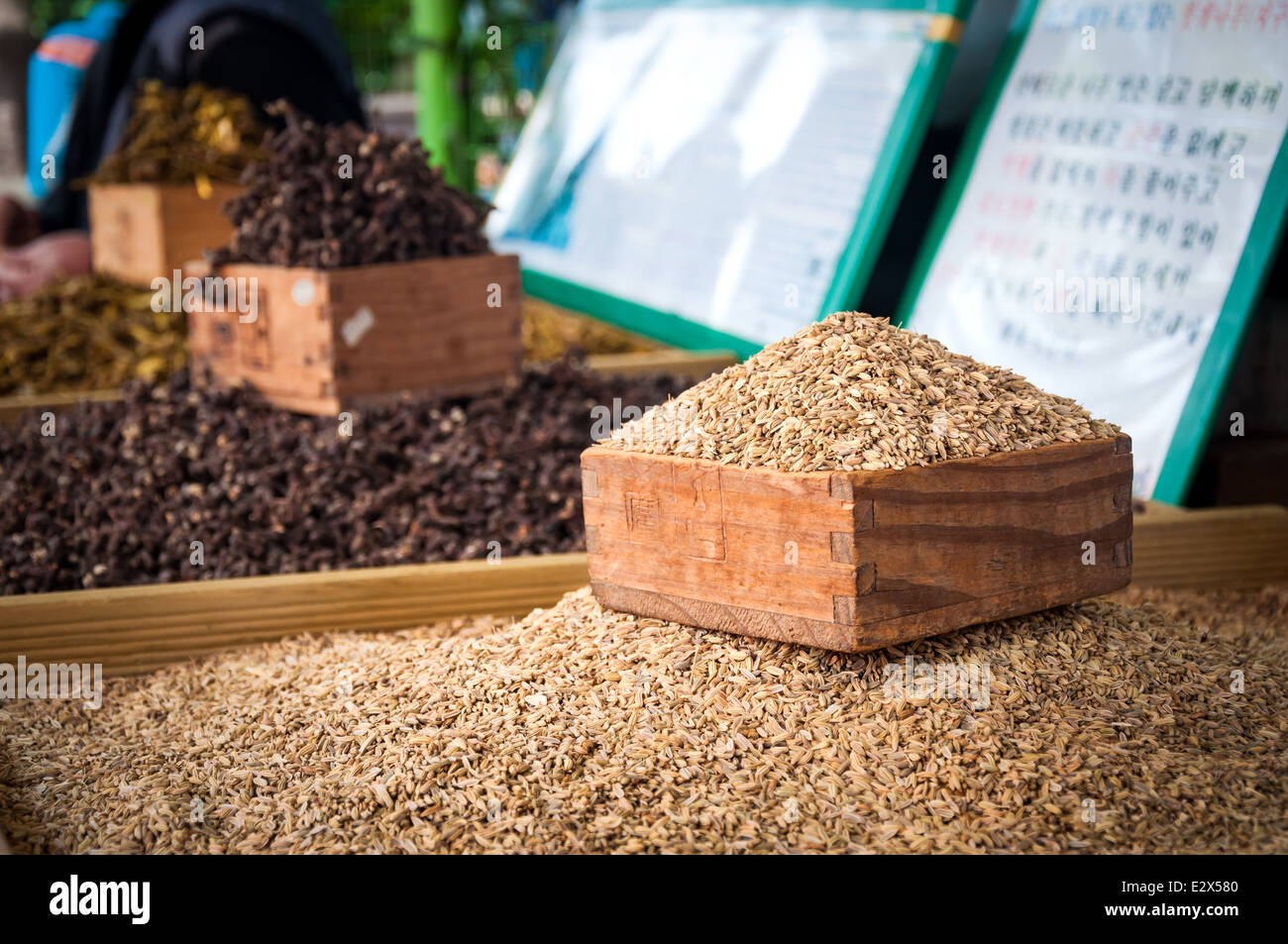 Cumin seeds for sale at a market in Busan, South Korea Stock Photo Alamy
