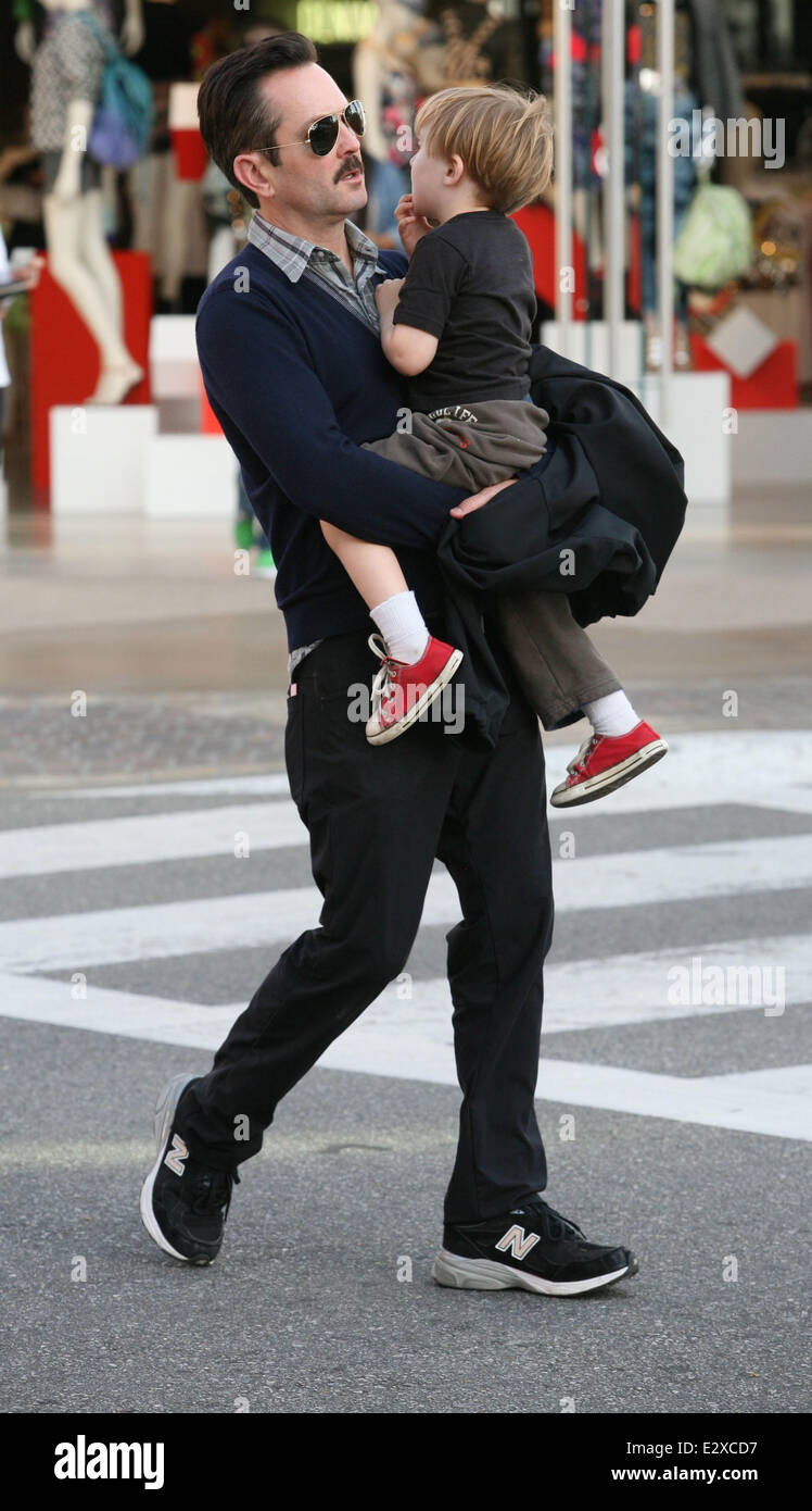 Thomas Lennon and his son Oliver out and about in West Hollywood  Featuring: Thomas Lennon,son Oliver Where: Los Angeles, California, United States When: 22 Mar 2013 Stock Photo