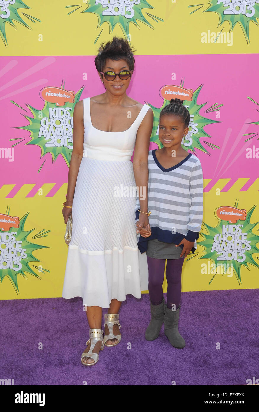 Nickelodeon's 26th Annual Kids' Choice Awards at USC Galen Center - Arrivals  Featuring: Angela Bassett and daughter Bronwyn Vance Where: CA, United States When: 23 Mar 2013 Stock Photo