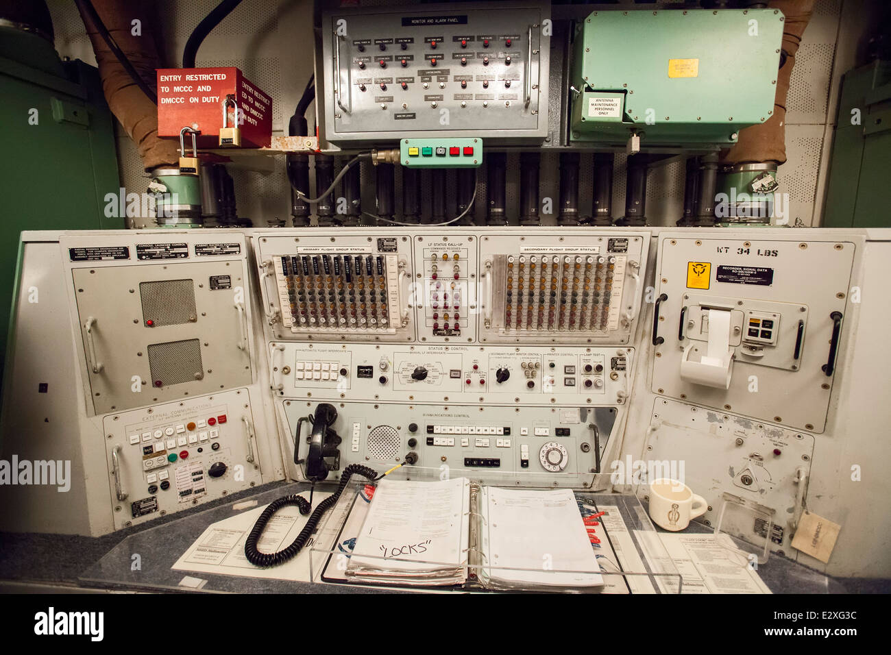 The Ronald Reagan Minuteman Missile State Historic Site, a launch control facility that controlled 10 nuclear missiles. Stock Photo