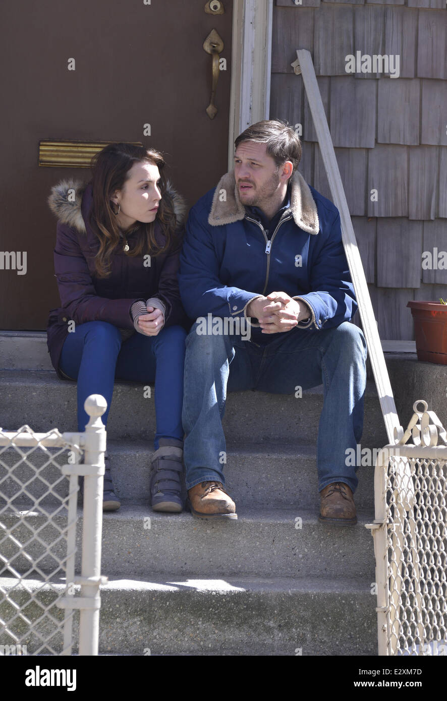 Tom Hardy and Noomi Rapace on the set of the movie 'Animal Rescue' in  Brooklyn Featuring: Tom Hardy,Noomi Rapace Where: New York City , New York,  United States When: 27 Mar 2013